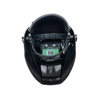 Careta para soldar automática negra vista interior con filtro de auto-oscurecimiento y arnés