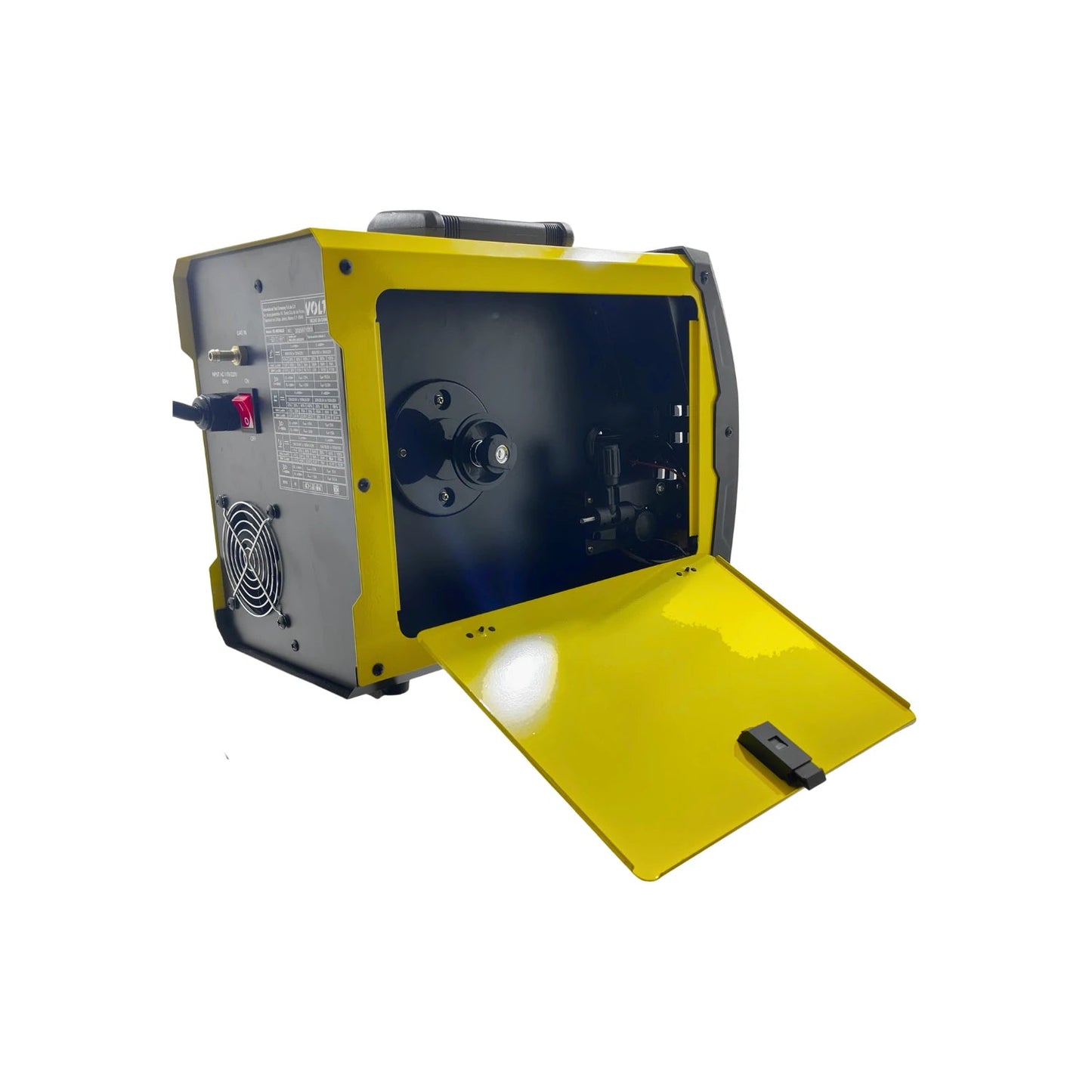 Soldadora inversora multiproceso VOLT MIG/MMA/TIG amarilla con alimentador de alambre visible