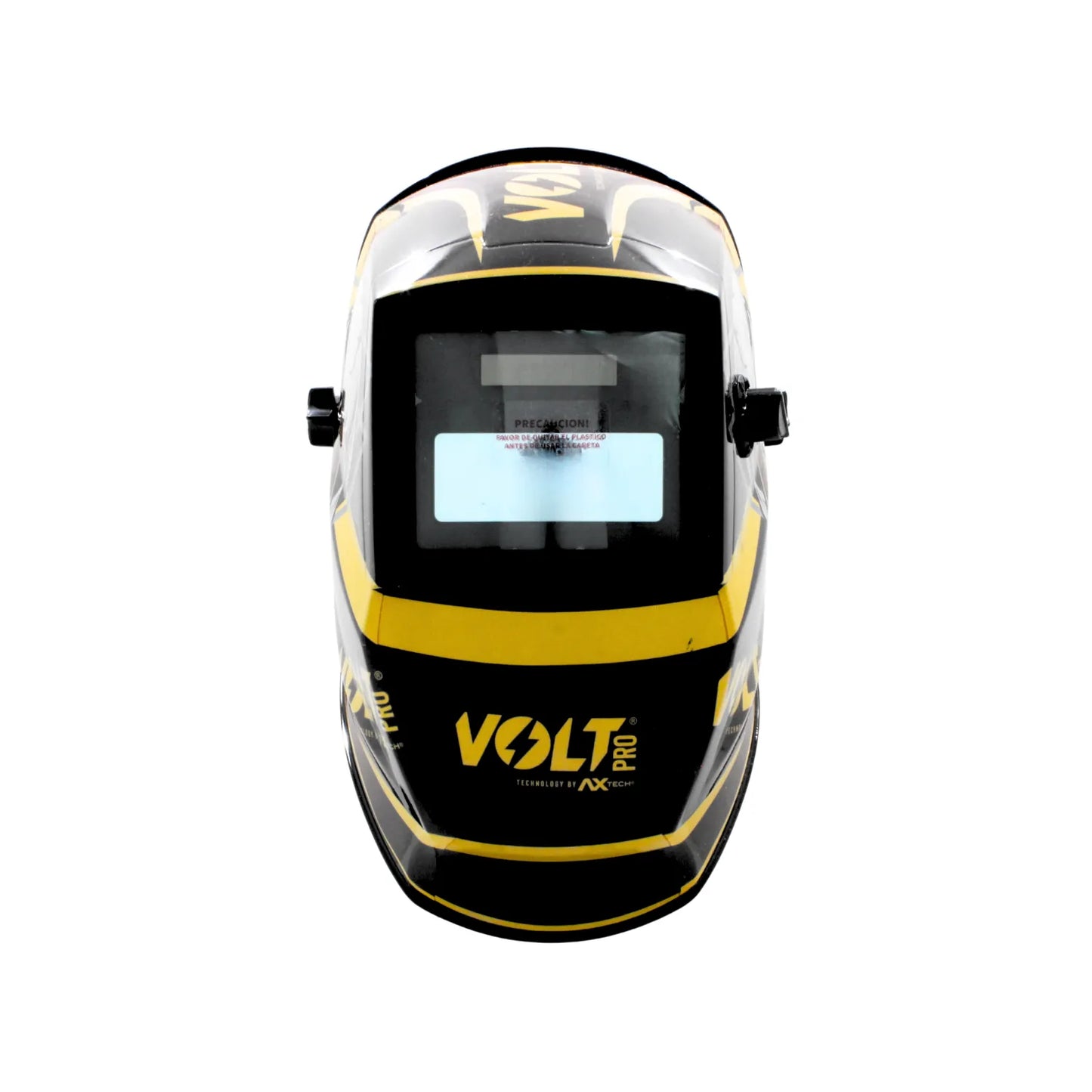 Careta para soldar automática Volt PRO negra y amarilla, auto-oscurecible, equipo de protección para soldador profesional.