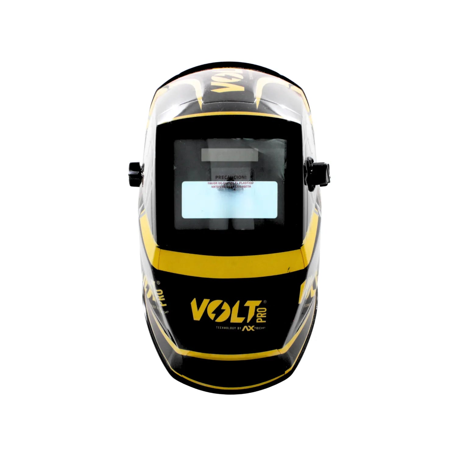 Careta para soldar automática Volt PRO negra y amarilla, auto-oscurecible, equipo de protección para soldador profesional.