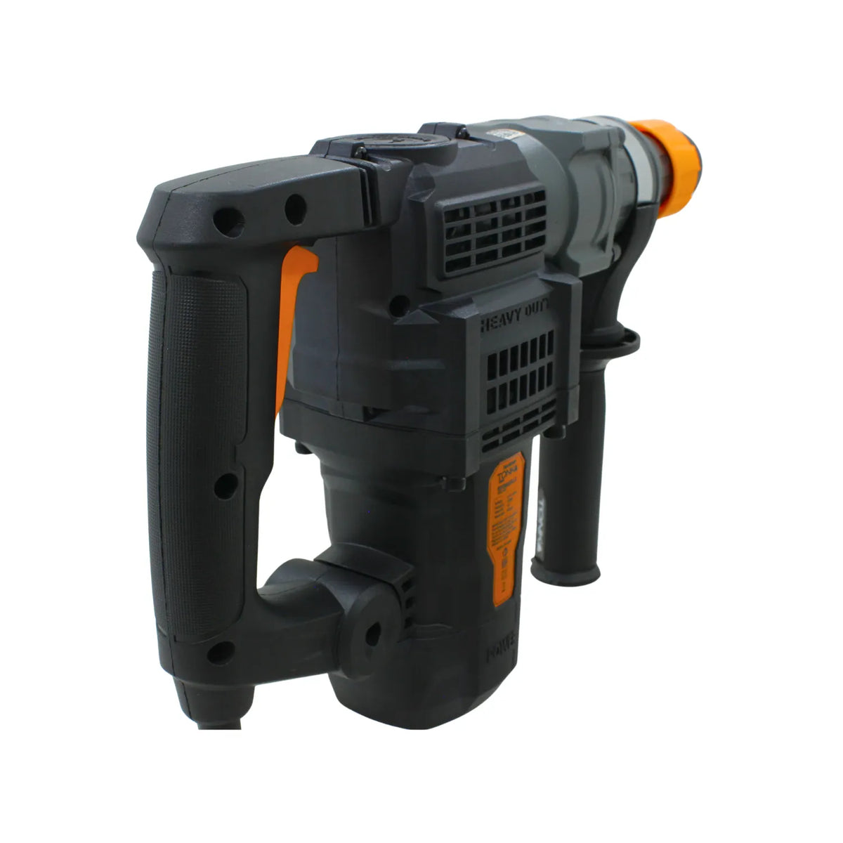 Rotomartillo industrial Tonka Heavy Duty negro con gris, mango auxiliar y mandril SDS para trabajos pesados.