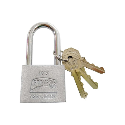 Candado de seguridad Phillips 103 plateado con tres llaves doradas