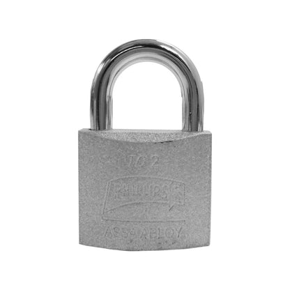 Candado Phillips 102 de 38mm gancho corto gris metálico para seguridad en puertas y almacenes