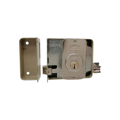 Cerradura de sobreponer Phillips ASSA ABLOY, instalación derecha, acabado cromado y beige, cilindro de seguridad.