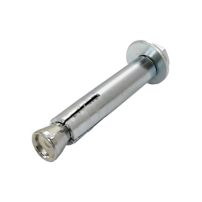 Taquete de expansión de acero galvanizado 1/4x2 1/2 con tornillo hexagonal, ideal para fijación en concreto.