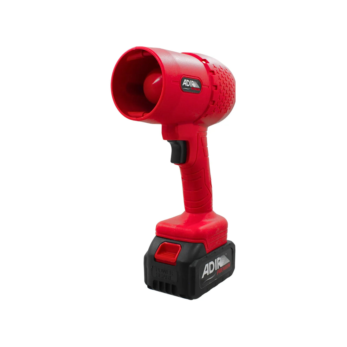 Bocina de aire roja inalámbrica ADIR con batería recargable para señalización y eventos deportivos.