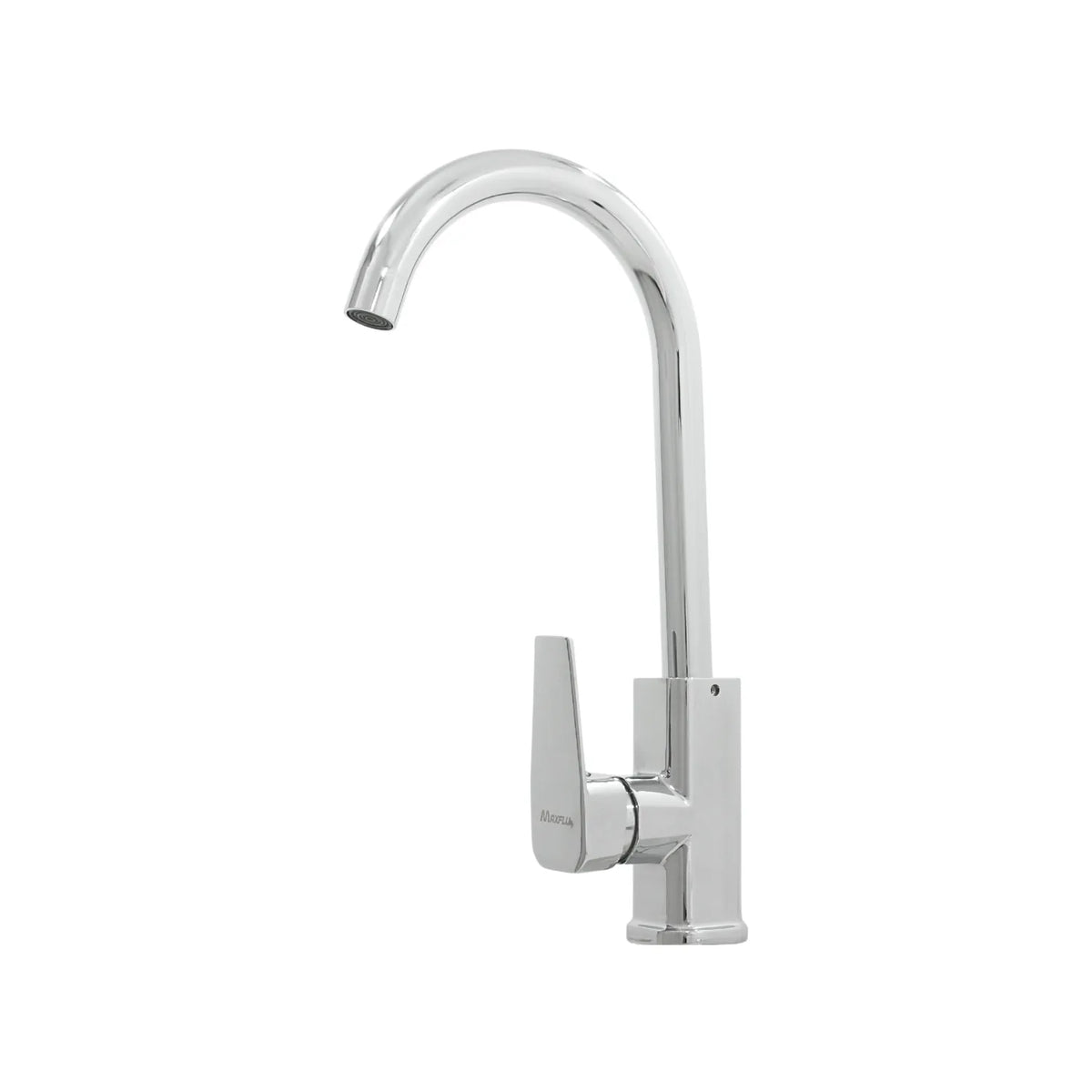 Grifo monomando para cocina Maxflu acabado cromado brillante con cuello de cisne alto para fregadero.