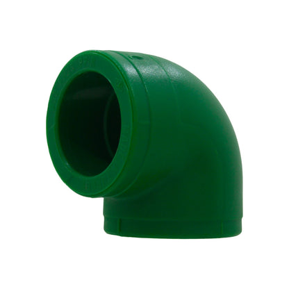 Conexión codo PPR 90 grados verde 32mm (1 pulgada) para sistemas de agua potable y plomería