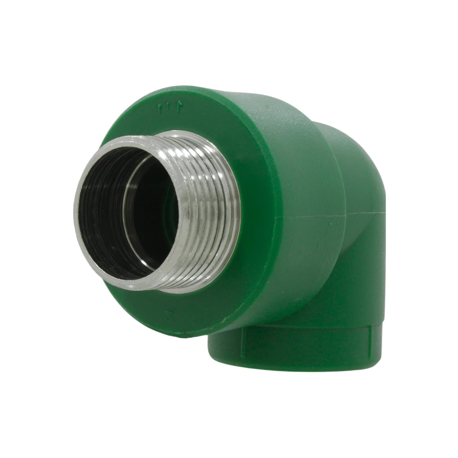 Codo PPR verde 90° con rosca exterior de 1 pulgada para sistemas de plomería