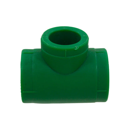 Conexión tipo tee de reducción PPR verde para tuberías de plomería 25x20x25mm