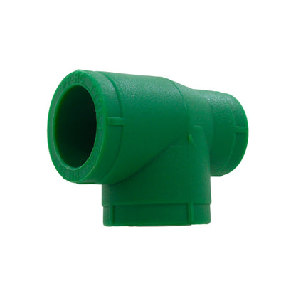 Tee reducción PPR verde para uniones de tuberías de agua caliente y fría