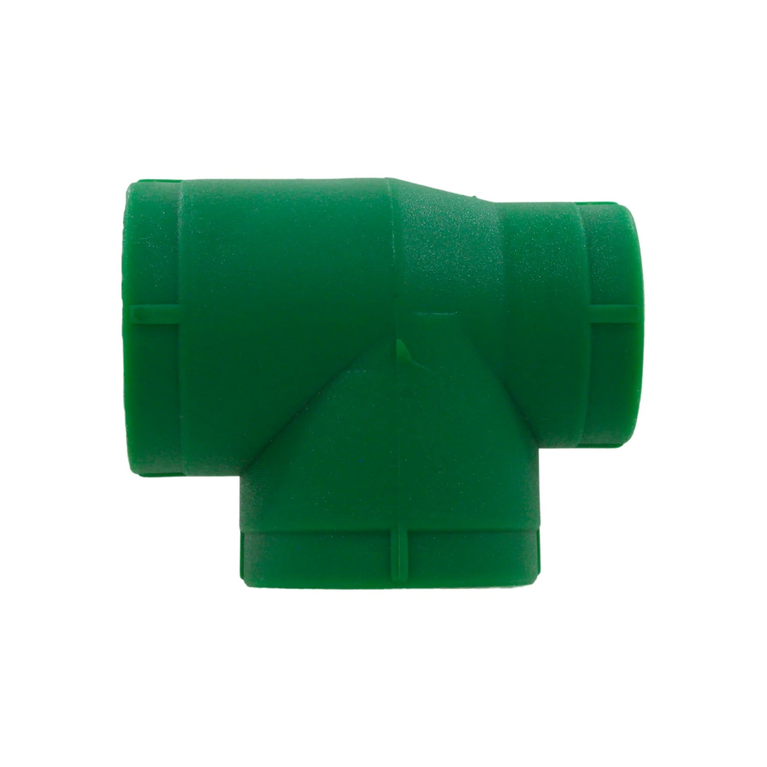 Tee de reducción PPR verde, conector para tuberías de polipropileno. Accesorio de plomería resistente.