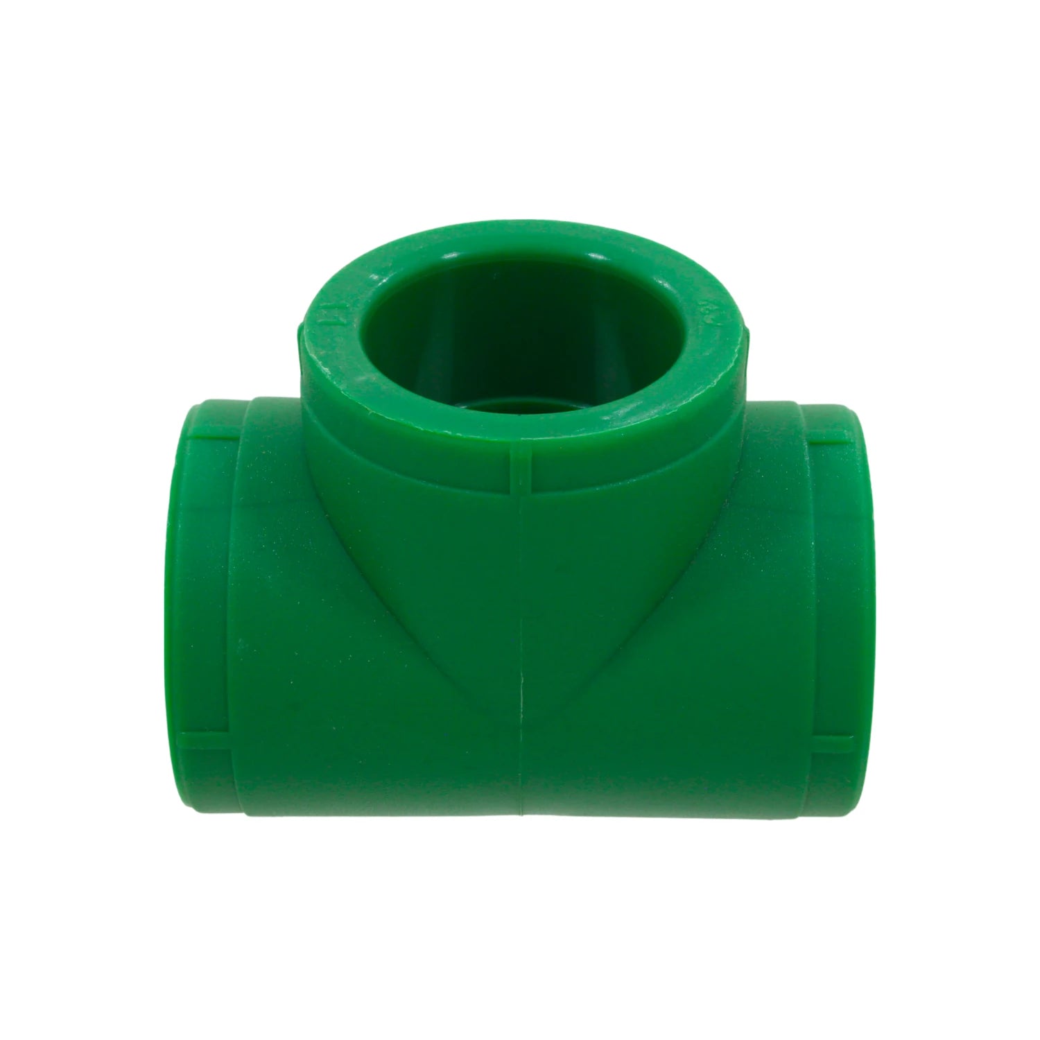 Conexión Tee PPR verde 32mm (1 pulgada) para tuberías de agua potable y sistemas de plomería.