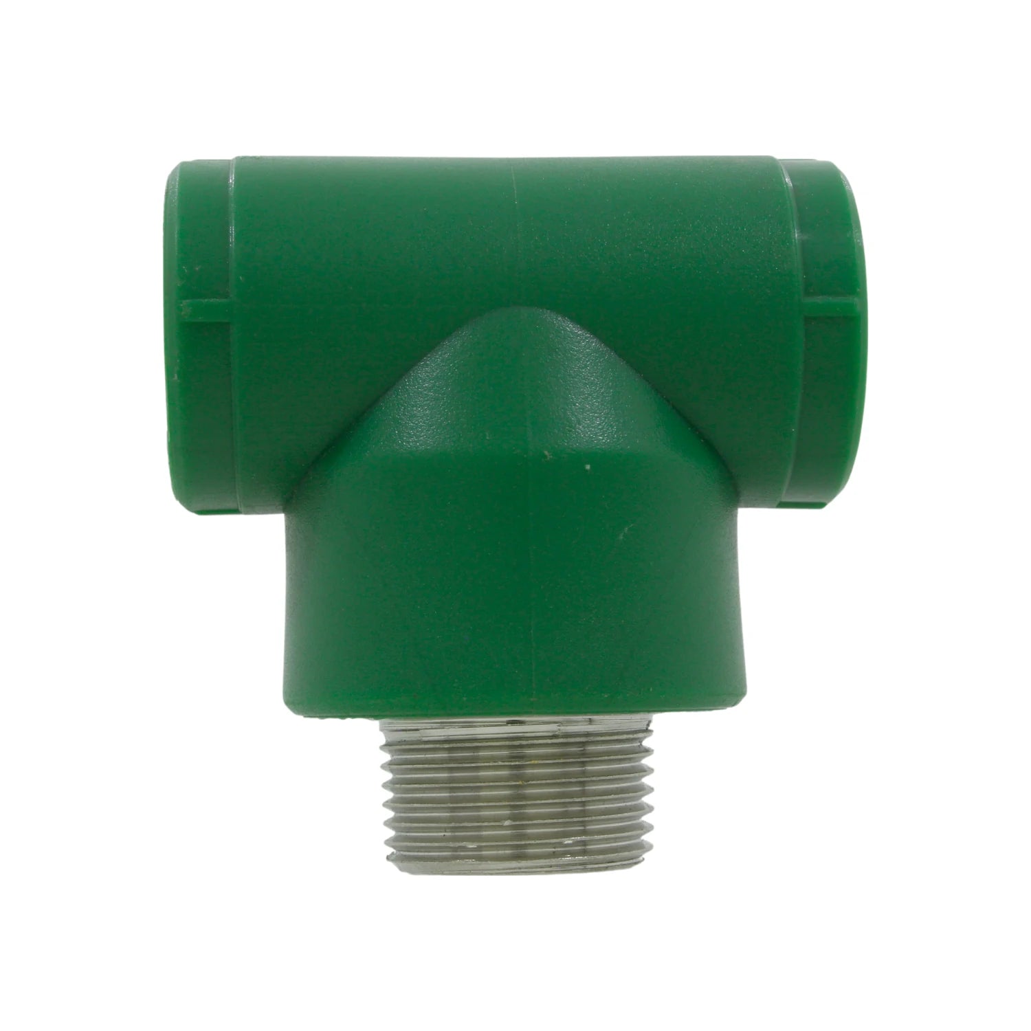 Tee PPR verde 25mm (3/4") con rosca exterior macho para tuberías de agua caliente y fría