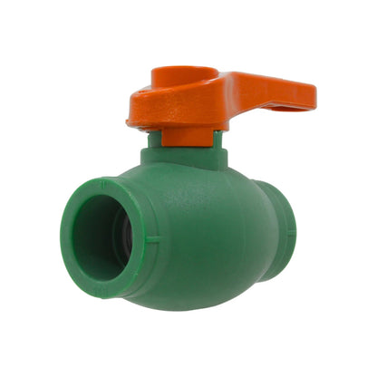 Válvula de esfera PPR verde con maneta naranja, 25mm 3/4 pulgadas para tuberías de agua