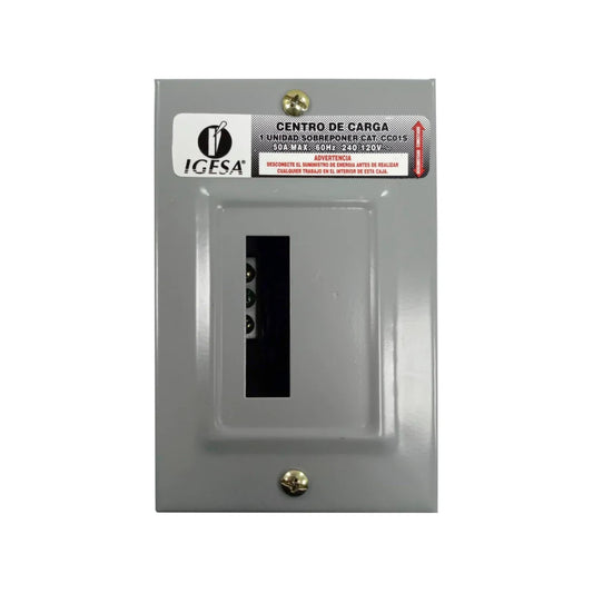 Centro de carga Igesa gris 1 pastilla sobreponer 50A max 240/120V para instalaciones eléctricas