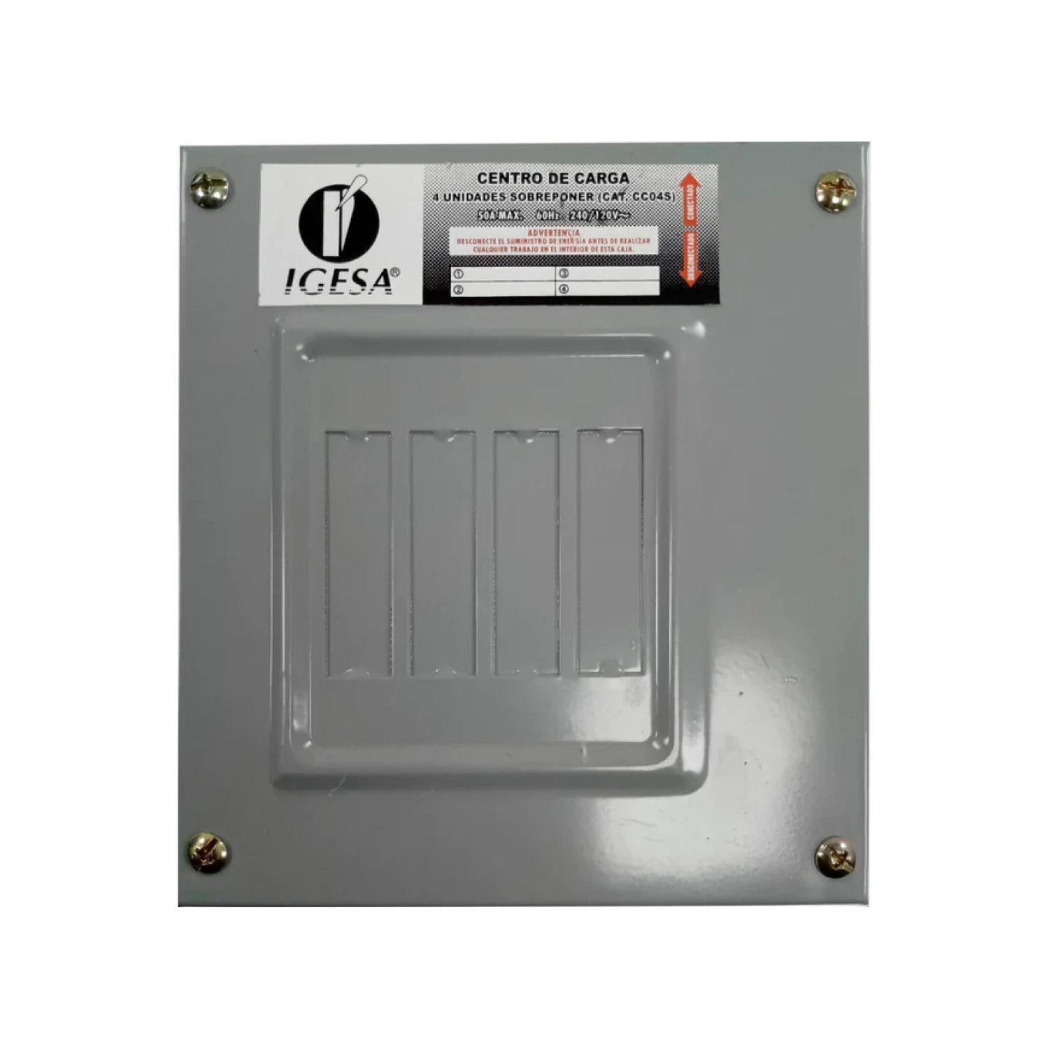 Centro de carga IGESA gris para 4 pastillas, tipo sobreponer para instalación eléctrica
