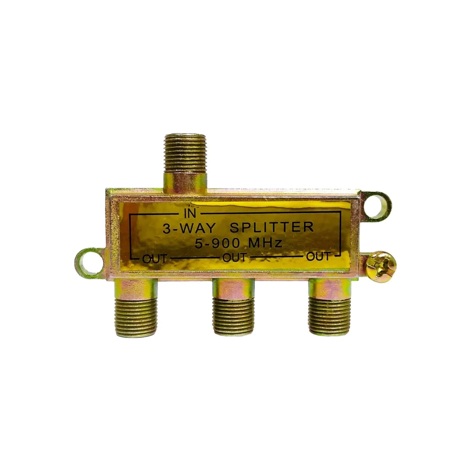 Divisor de cable coaxial de 3 vías metálico dorado, 5-900 MHz para TV y antenas