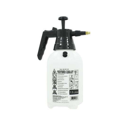 Bomba fumigadora a presión manual 1.5 litros, pulverizador blanco y negro para jardín y agricultura