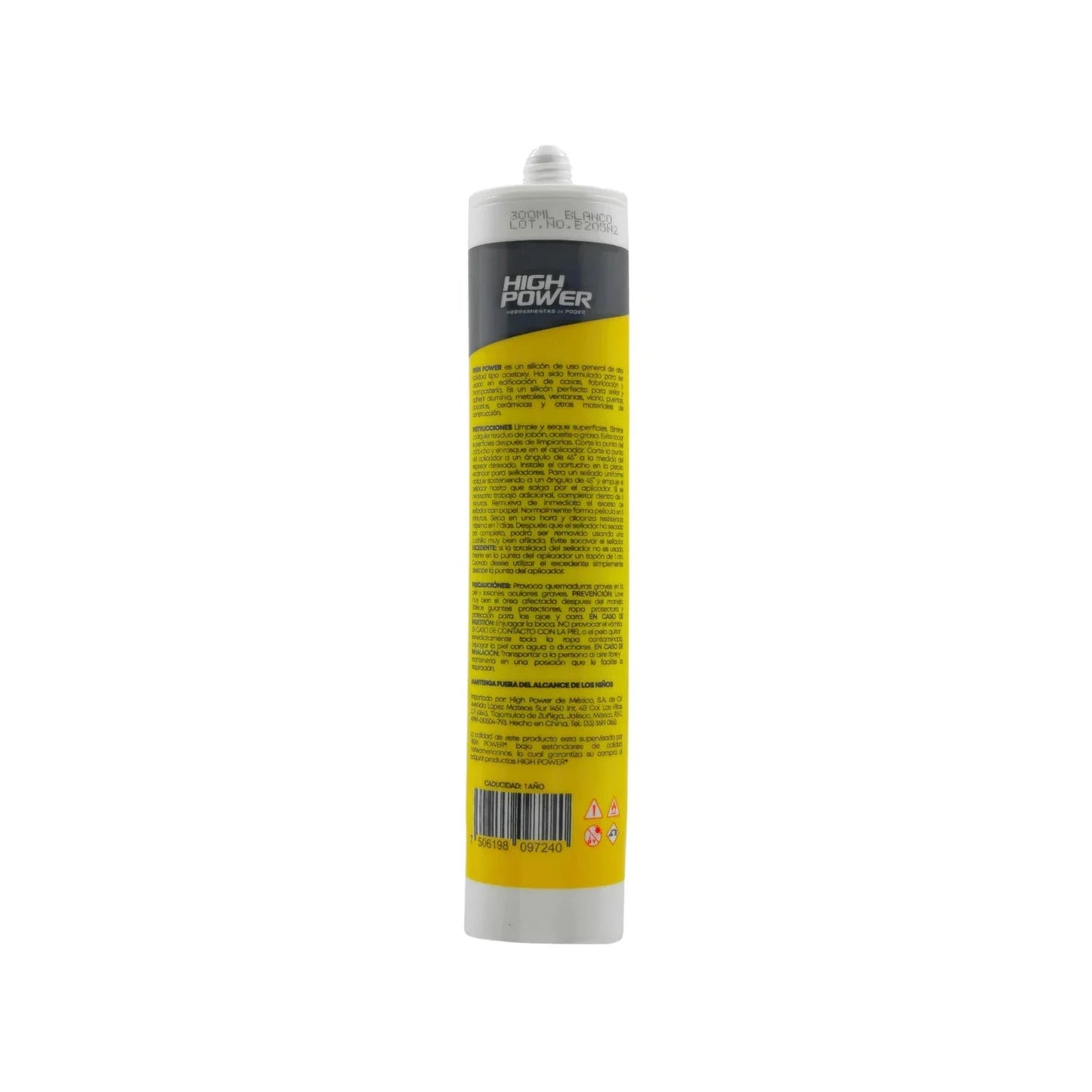 Sellador de silicón blanco High Power 300ml uso general para sellado y reparación