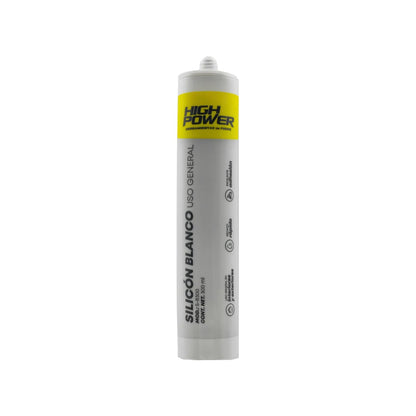 Silicón blanco High Power 300ml uso general, adhesivo sellador rápido para interiores y exteriores