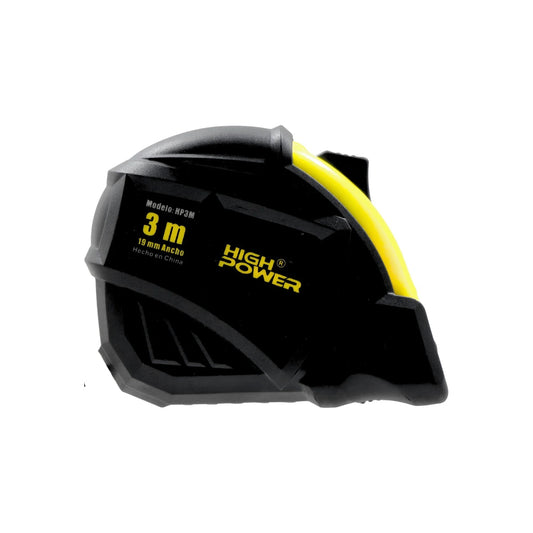 Flexómetro High Power negro 3 metros, cinta de 19mm, herramienta de medición portátil para bricolaje y obra