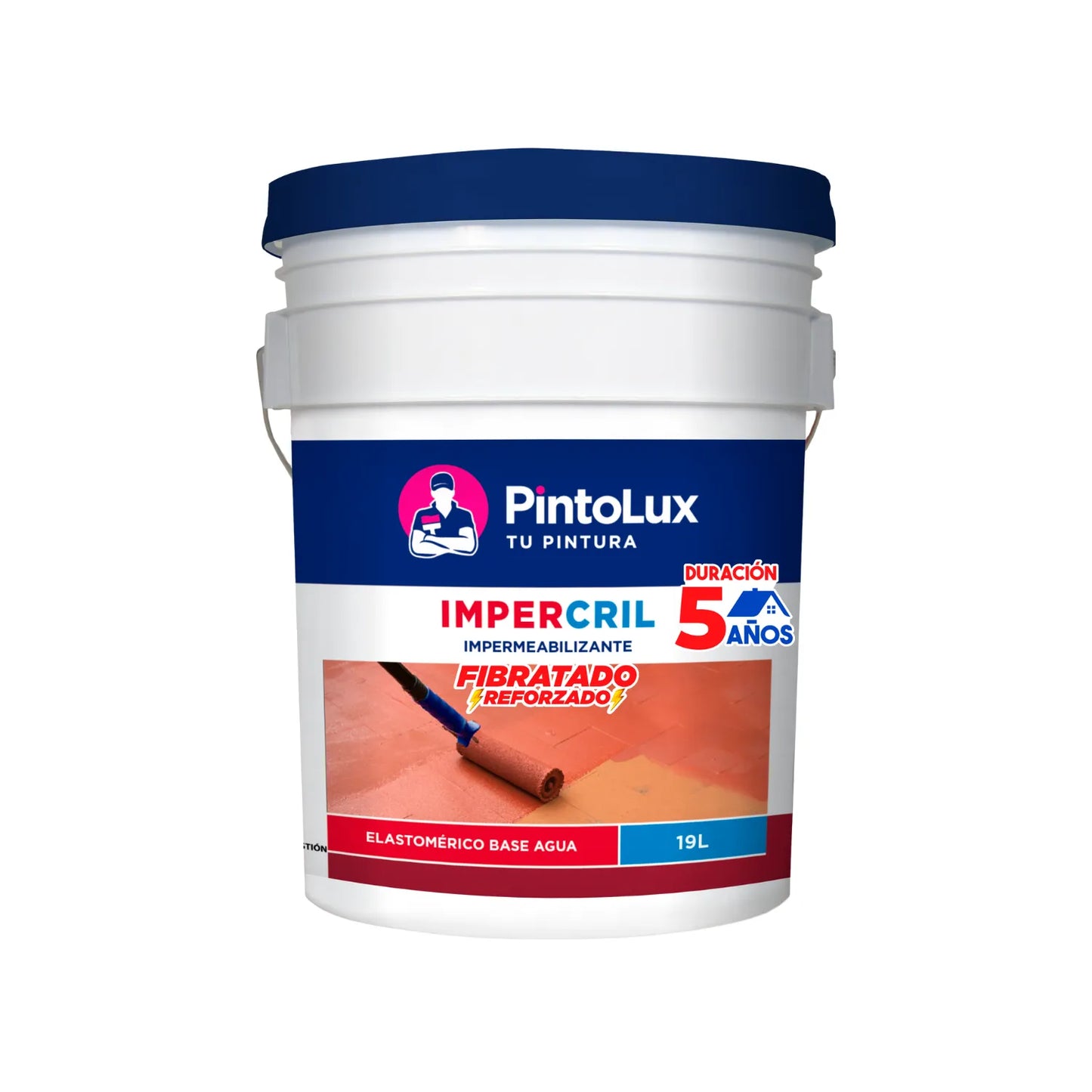 Impermeabilizante terracota Impercril fibratado 19L, protección 5 años, base agua elastomérico para techos