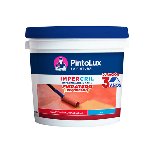 Pintolux Impercril impermeabilizante fibratado reforzado 4L terracota, base agua, duración 3 años