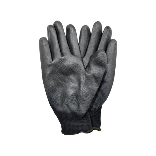 Guantes de trabajo negros con recubrimiento de poliuretano antiderrapante para protección industrial