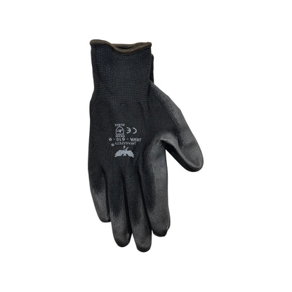Guante de seguridad Javasafety negro con recubrimiento de poliuretano antiderrapante, talla 9, EN388