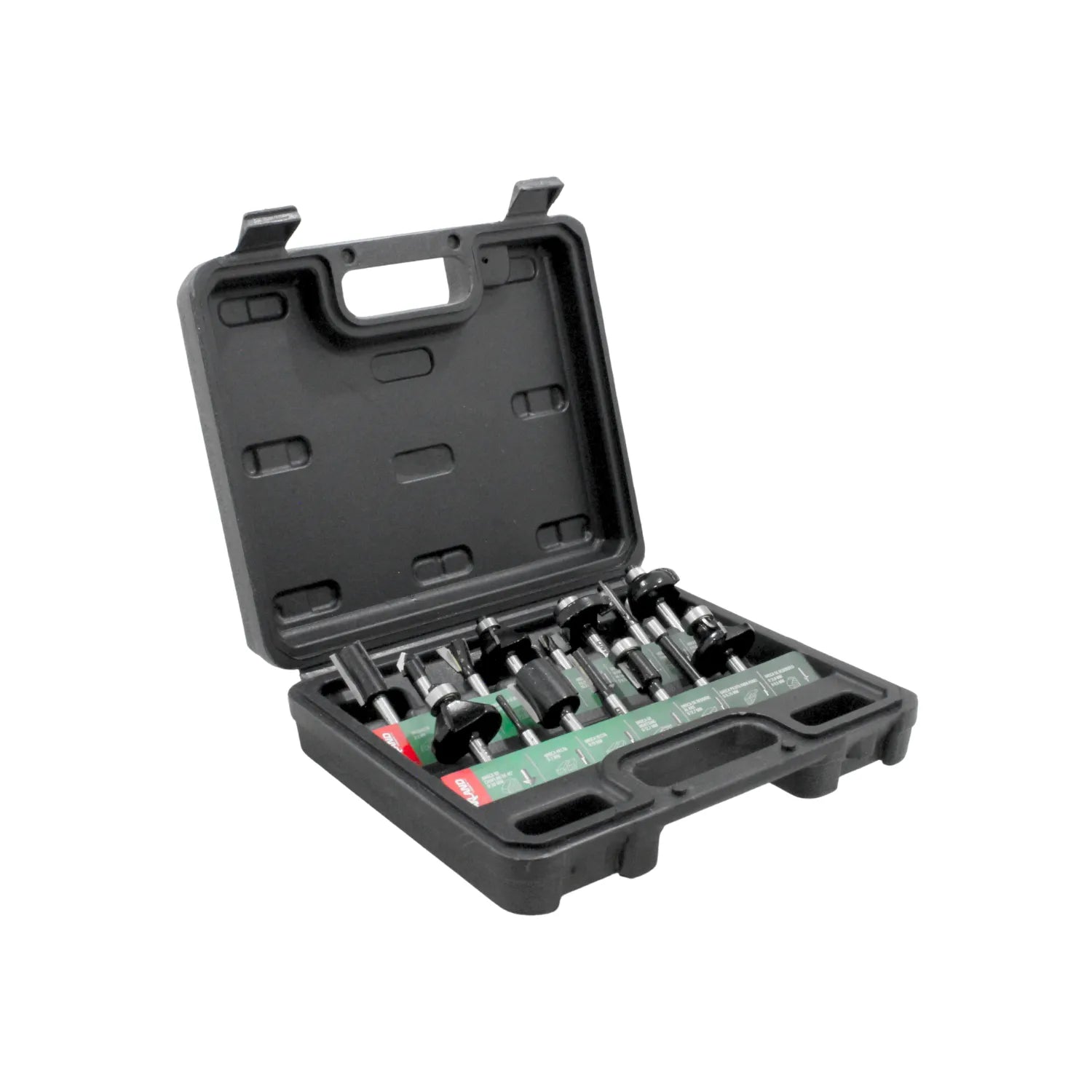 Set de 12 fresas para rebajadora con vástago de 1/4 pulgada, incluye maletín organizador de plástico negro para carpintería