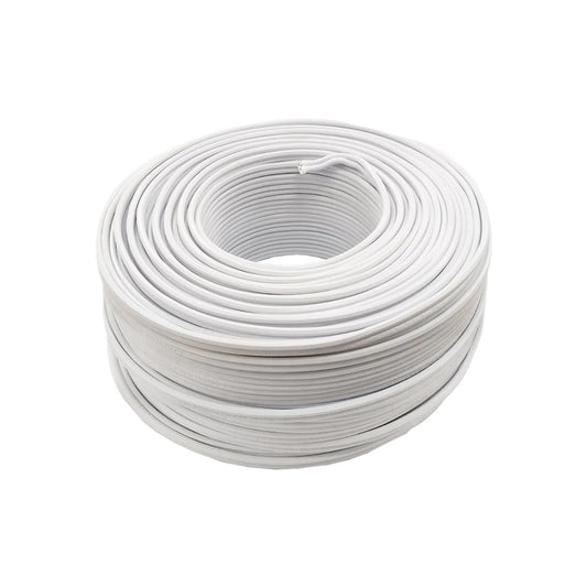 Rollo de cable eléctrico blanco calibre 14 AWG de 100 metros para instalaciones residenciales.