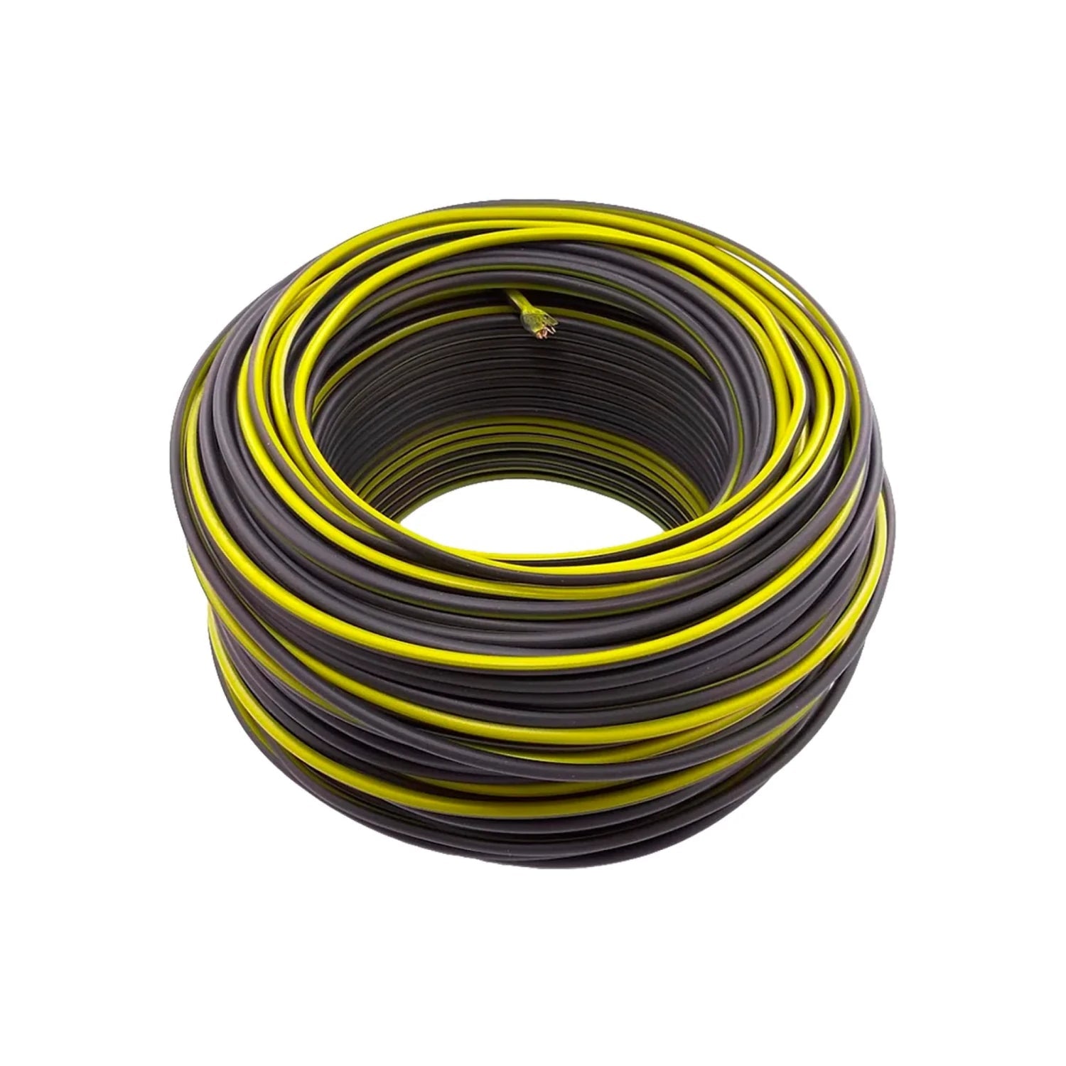 Rollo de cable eléctrico calibre #10, negro con franja amarilla, 100 metros, para instalaciones