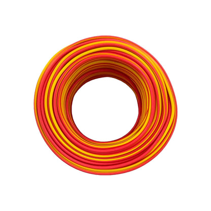 Rollo de cable eléctrico bicolor rojo y amarillo para instalaciones y circuitos