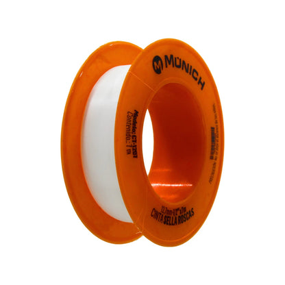 Cinta sella roscas de teflón Münich CT-1207 1/2" x 7m, carrete naranja para tuberías y fontanería