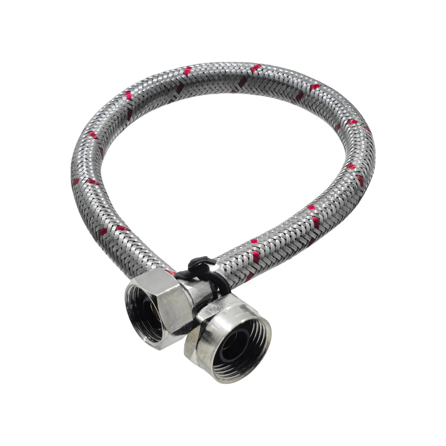 Manguera de conexión flexible trenzada para WC 1/2"x7/8", acero inoxidable con hilos rojos