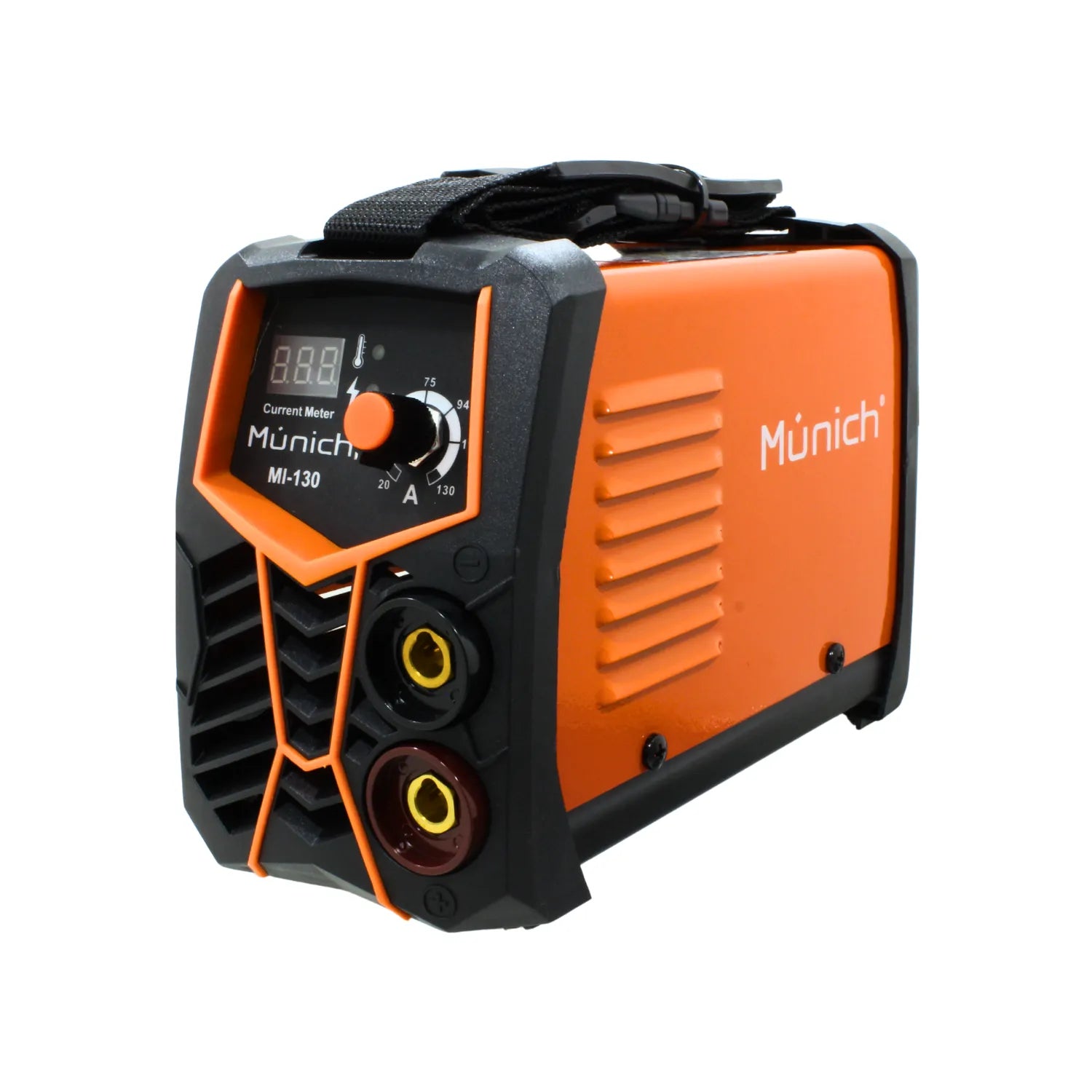 Inversora soldadora digital 130A Münich MI-130 naranja y negro con regulador de amperaje