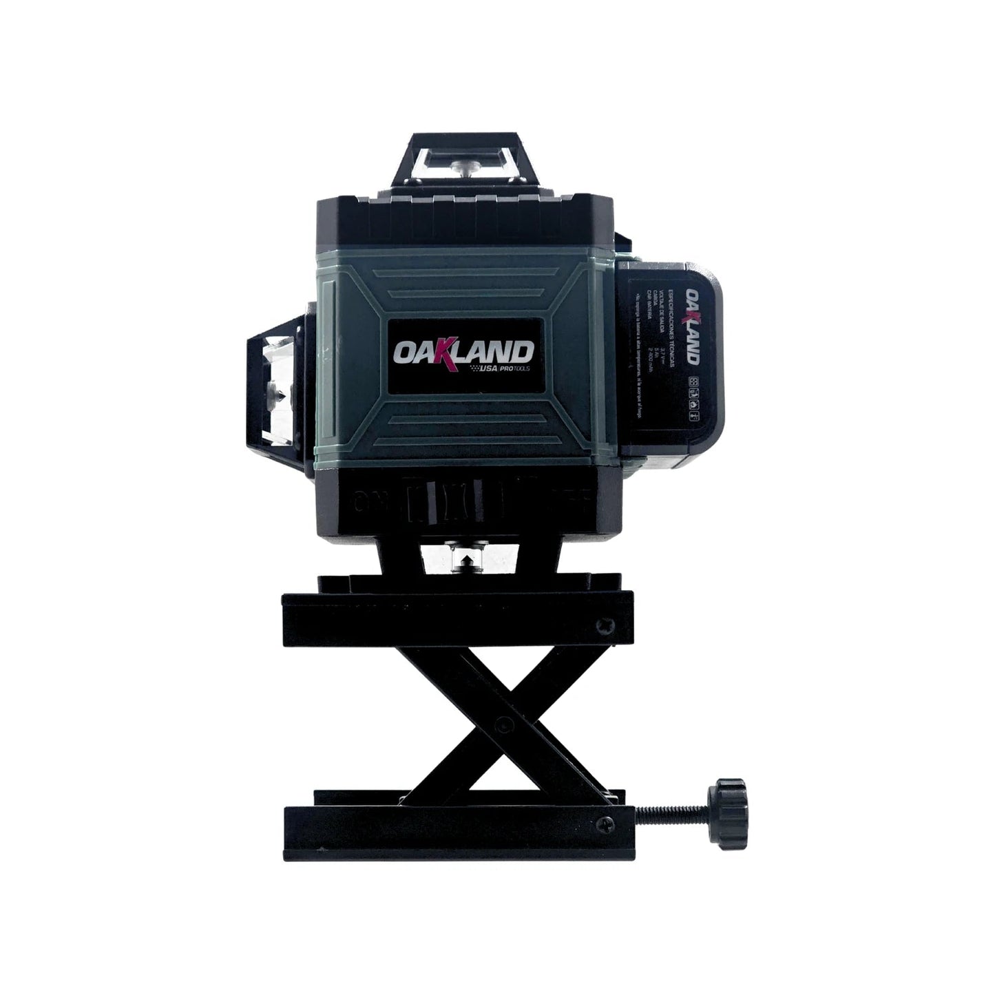 Nivel láser recargable Oakland Protools verde oscuro con soporte ajustable para mediciones precisas