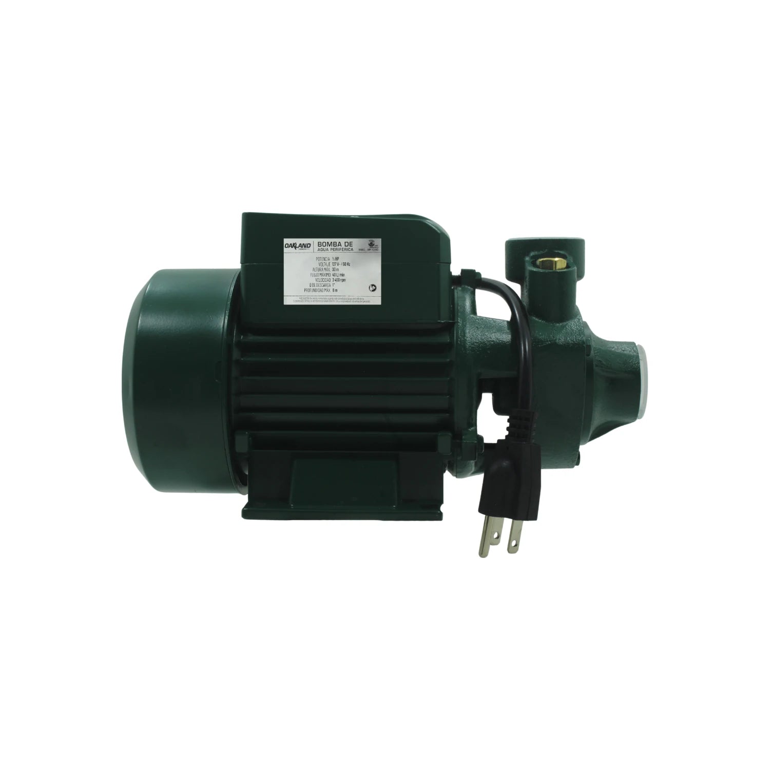 Bomba periférica Oakland 1/2 HP verde para agua, uso rural, 127V