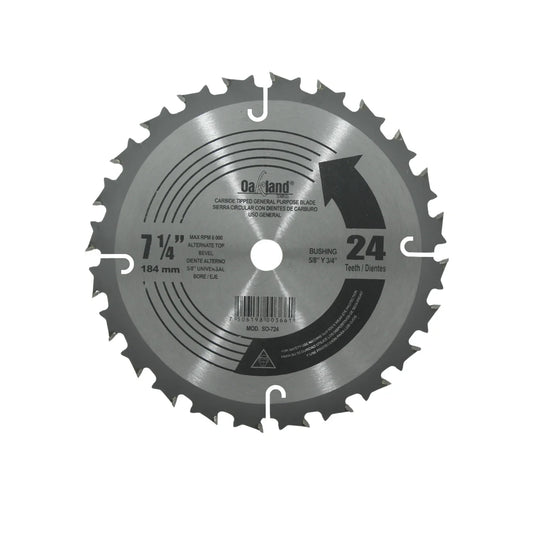 Disco sierra circular 7 1/4" de 24 dientes 5/8" Oakland