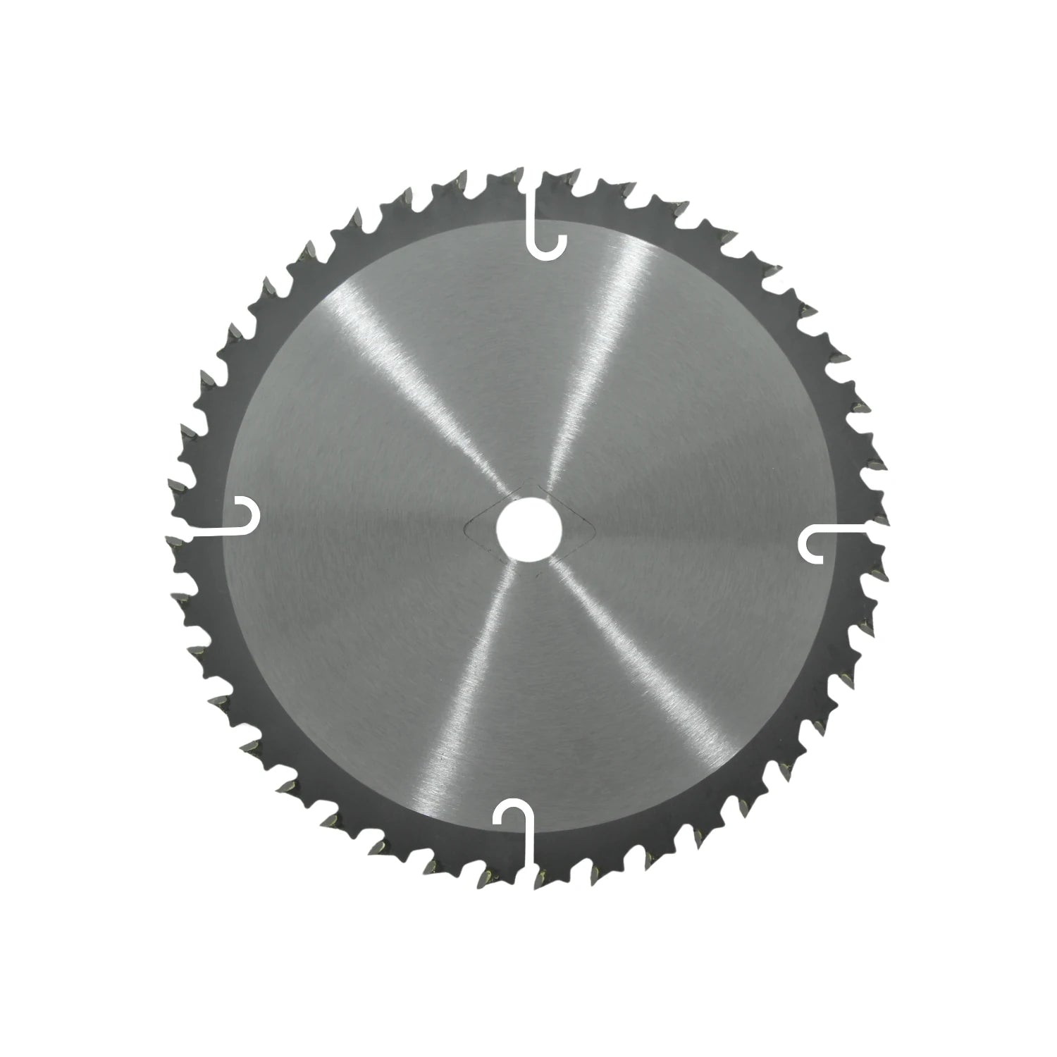 Disco sierra circular metálico de 40 dientes para madera, con ranuras de expansión para mayor durabilidad.
