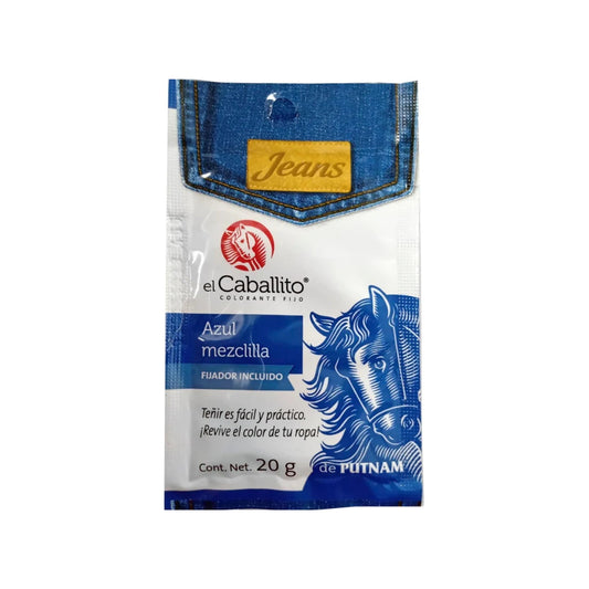 Tinte para ropa el Caballito azul mezclilla 20g de Putnam con fijador, para revivir jeans