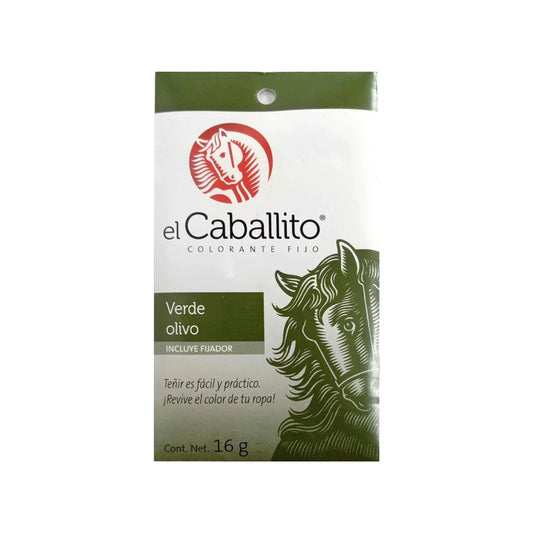 Colorante textil Caballito verde olivo 16g con fijador para ropa y tejidos