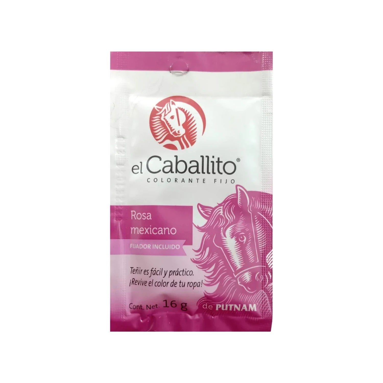 Colorante para tela El Caballito Rosa Mexicano con fijador incluido, 16g de Putnam
