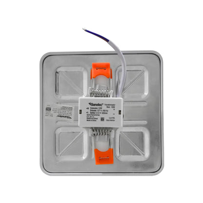 Panel LED Sanelec 10W luz fría 127V Mod. 1226, con transformador integrado y clips de fijación para empotrar