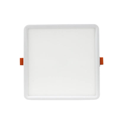 Lámpara panel LED cuadrado empotrable blanco con clips naranja para falso techo