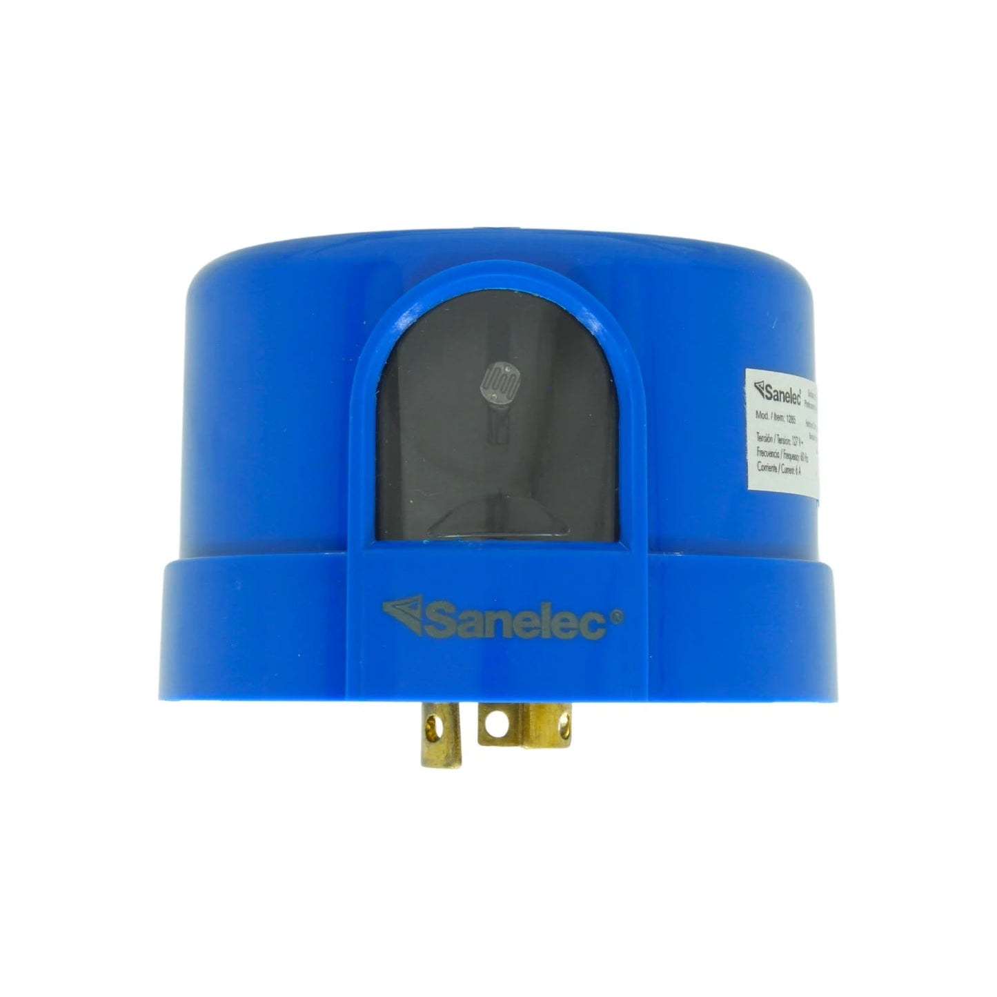 Fotocelda Sanelec 1285 azul para lámpara urbana, sensor crepuscular automático de 127V 6A