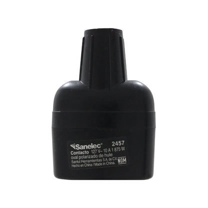 Sanelec conector eléctrico oval polarizado de hule negro 127V 10A, clavija de caucho