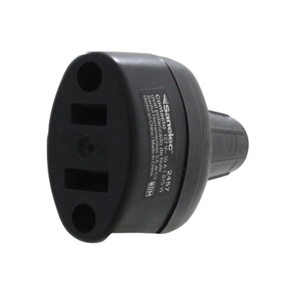 Contacto Sanelec ovalado polarizado de h hule, negro, 127V 10A 1875W para extensiones eléctricas