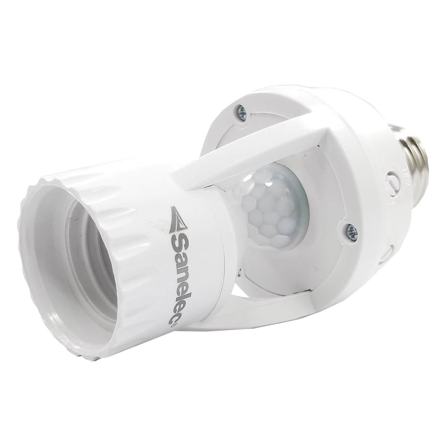 Adaptador de socket E27 blanco Sanelec con sensor de movimiento PIR para encendido automático de luz
